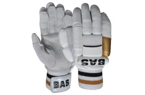 BAS Player Edition Adult Right Hand Cricket Batting Gloves - White/Gold