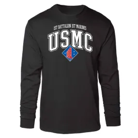 1st Battalion 1st Marines Arched Long Sleeve T-shirt