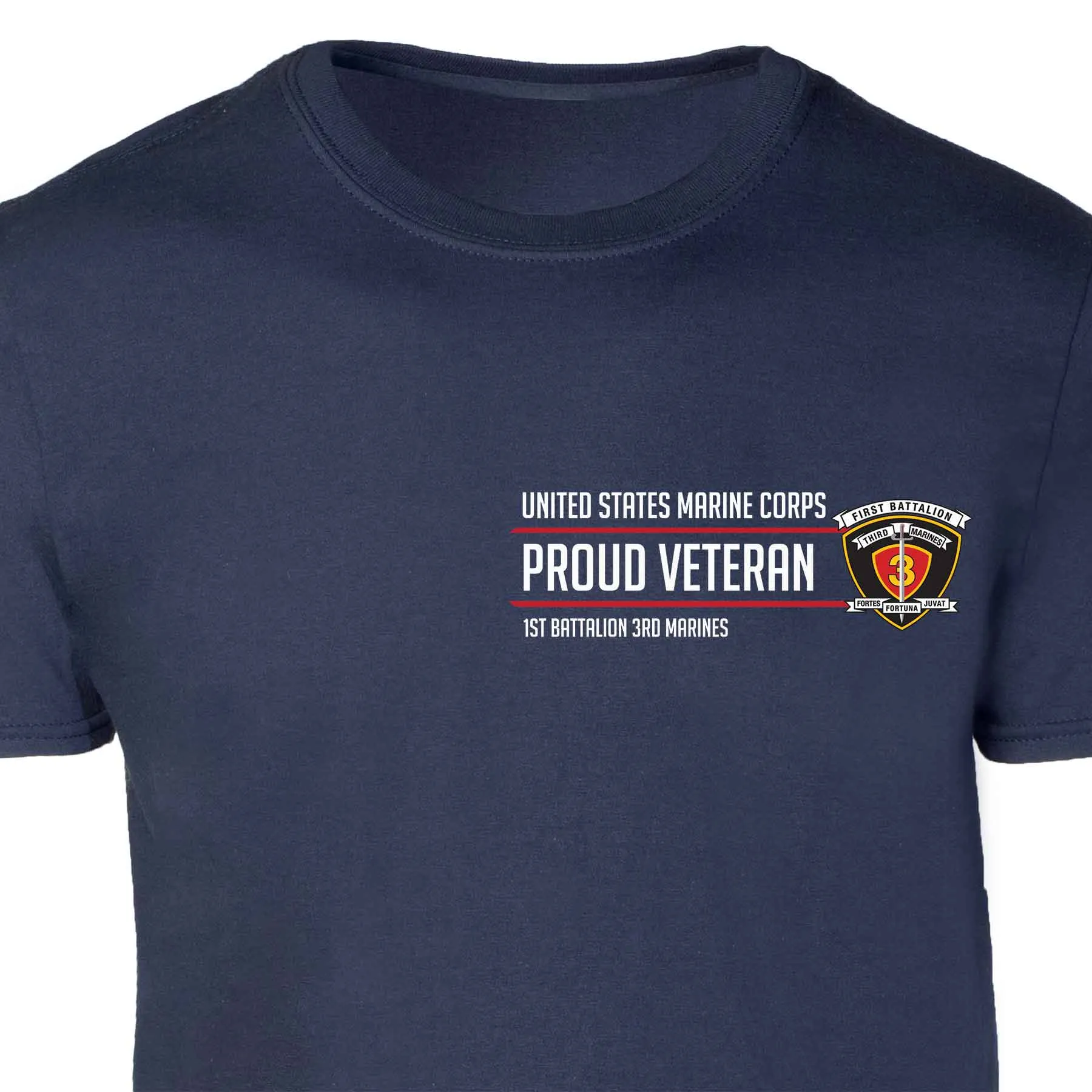 1st Battalion 3rd Marines Proud Veteran Patch Graphic T-shirt