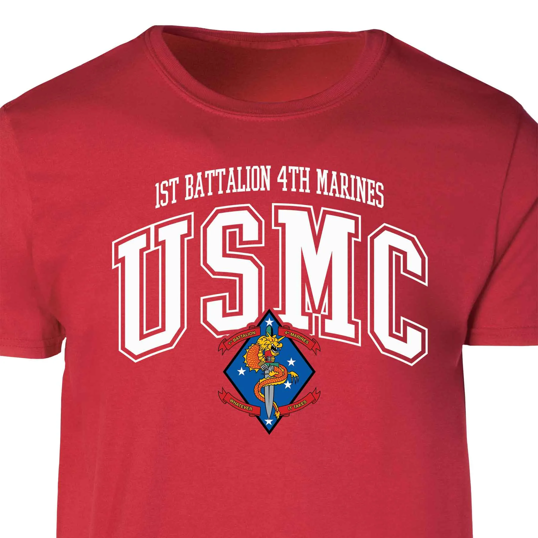 1st Battalion 4th Marines Arched Patch Graphic T-shirt