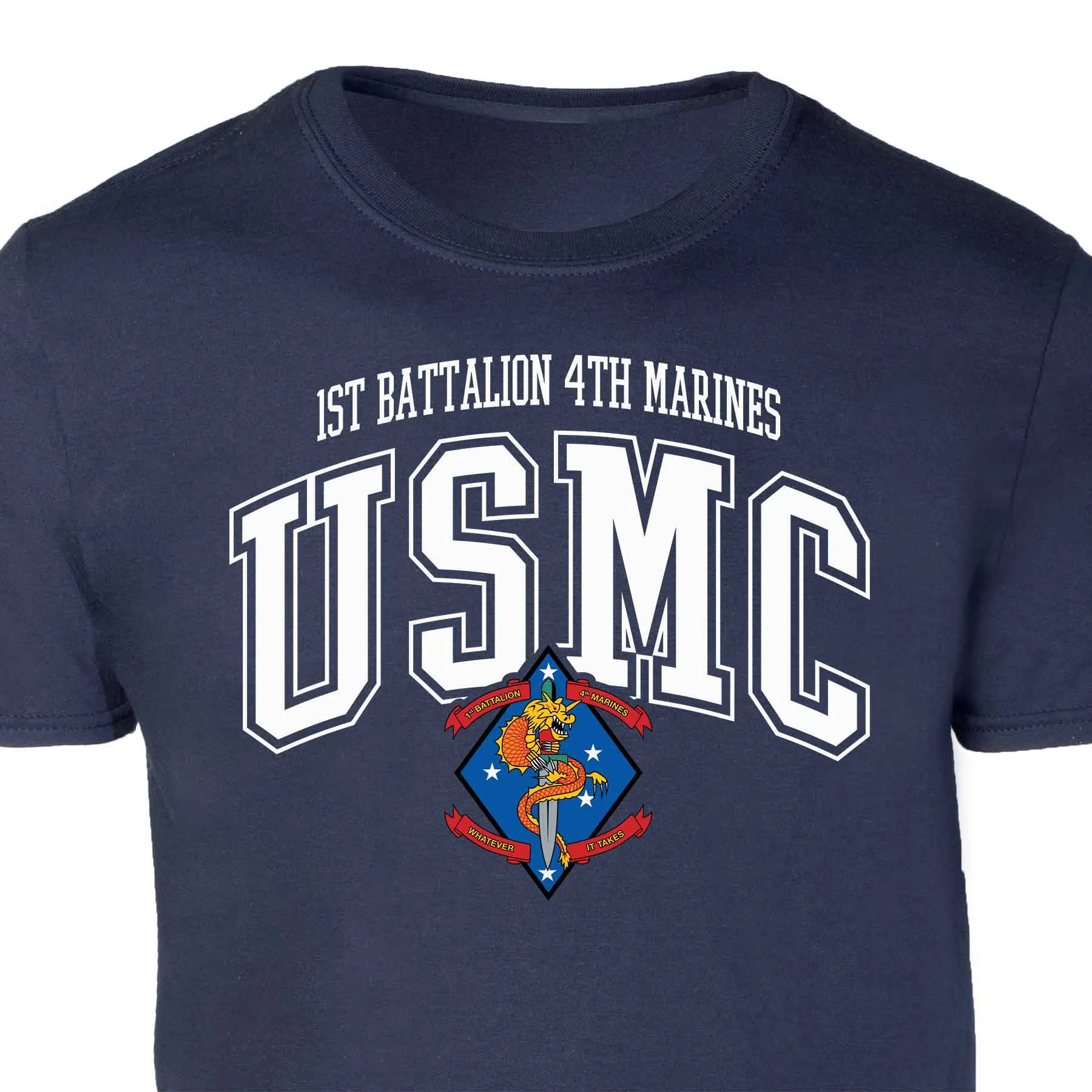 1st Battalion 4th Marines Arched Patch Graphic T-shirt