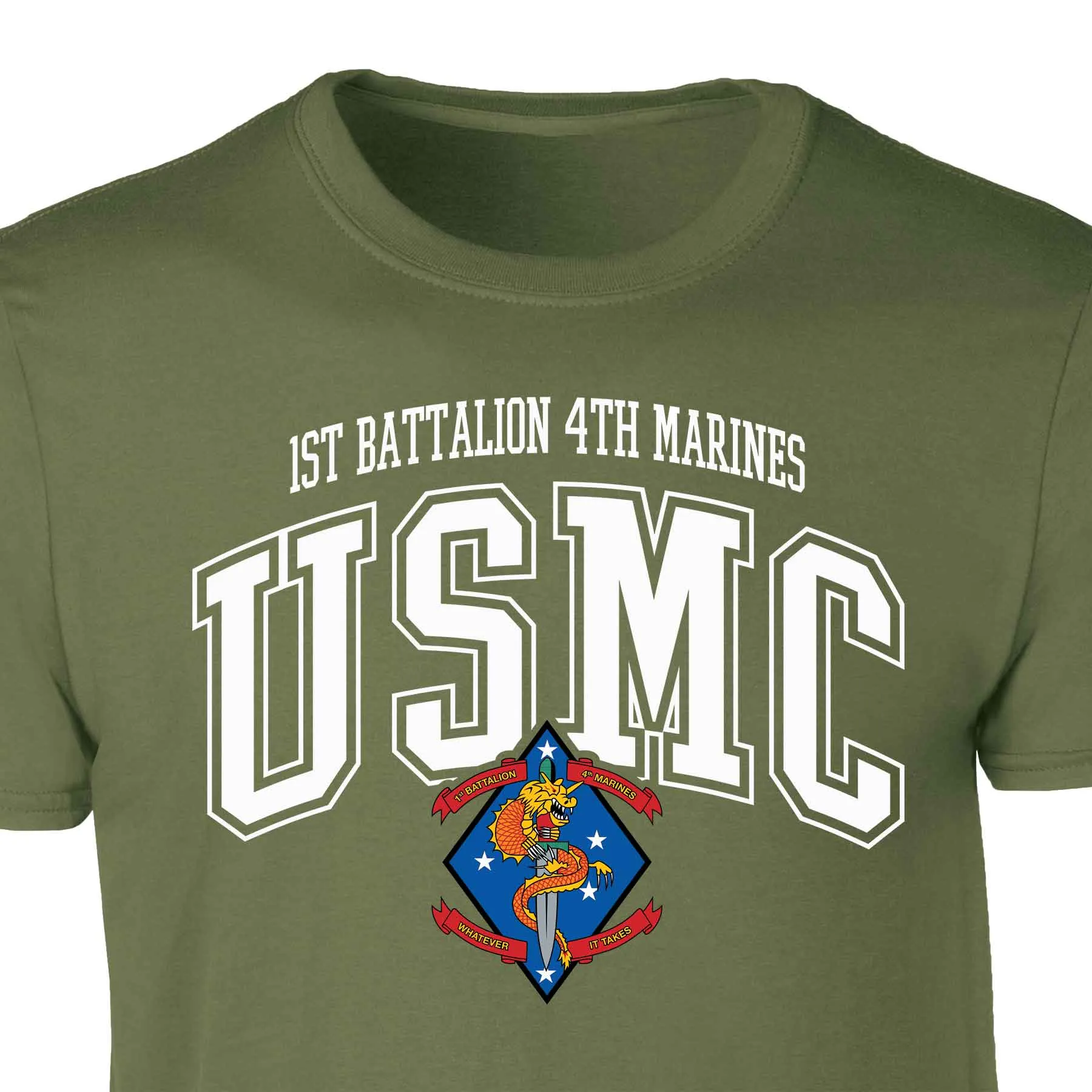 1st Battalion 4th Marines Arched Patch Graphic T-shirt