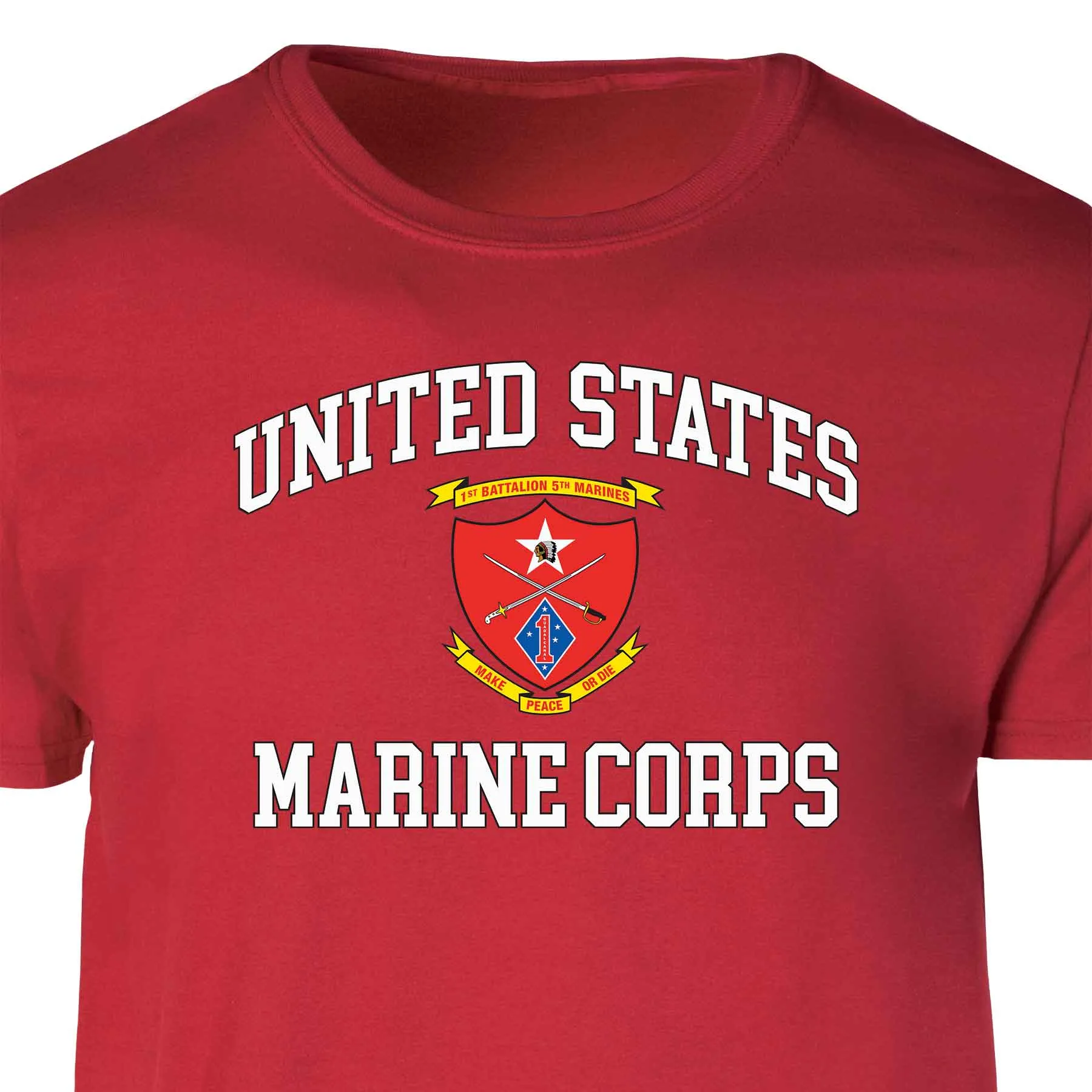 1st Battalion 5th Marines USMC  Patch Graphic T-shirt