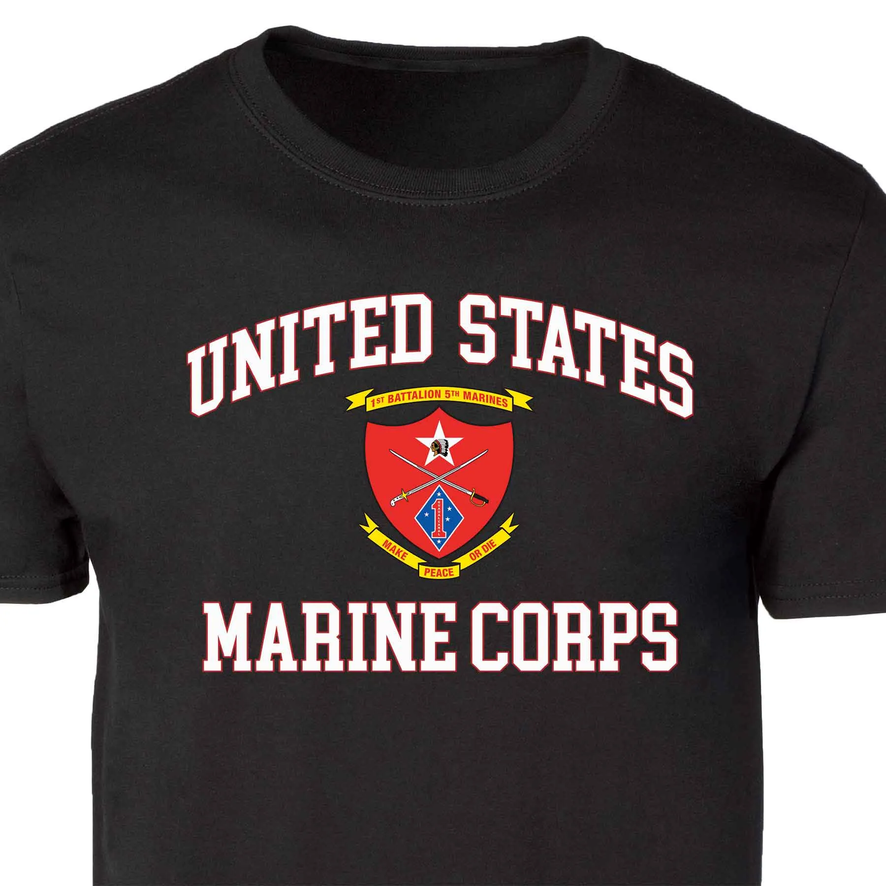 1st Battalion 5th Marines USMC  Patch Graphic T-shirt