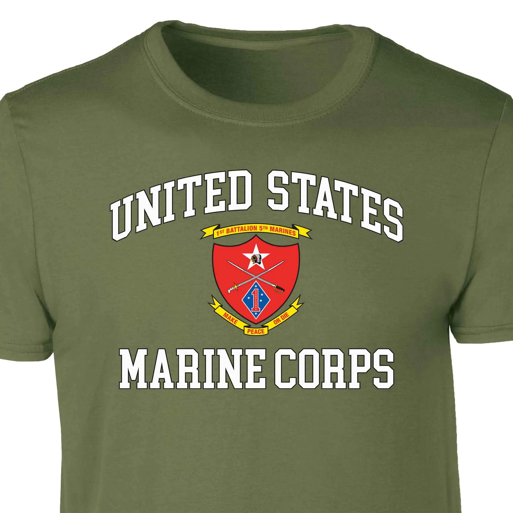 1st Battalion 5th Marines USMC  Patch Graphic T-shirt