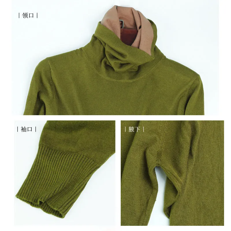 2019 Women Real Silk Sweater Full Pullovers Turtleneck Sweet Cashmere Sweater Comfortable Soft Female Sweaters 7056