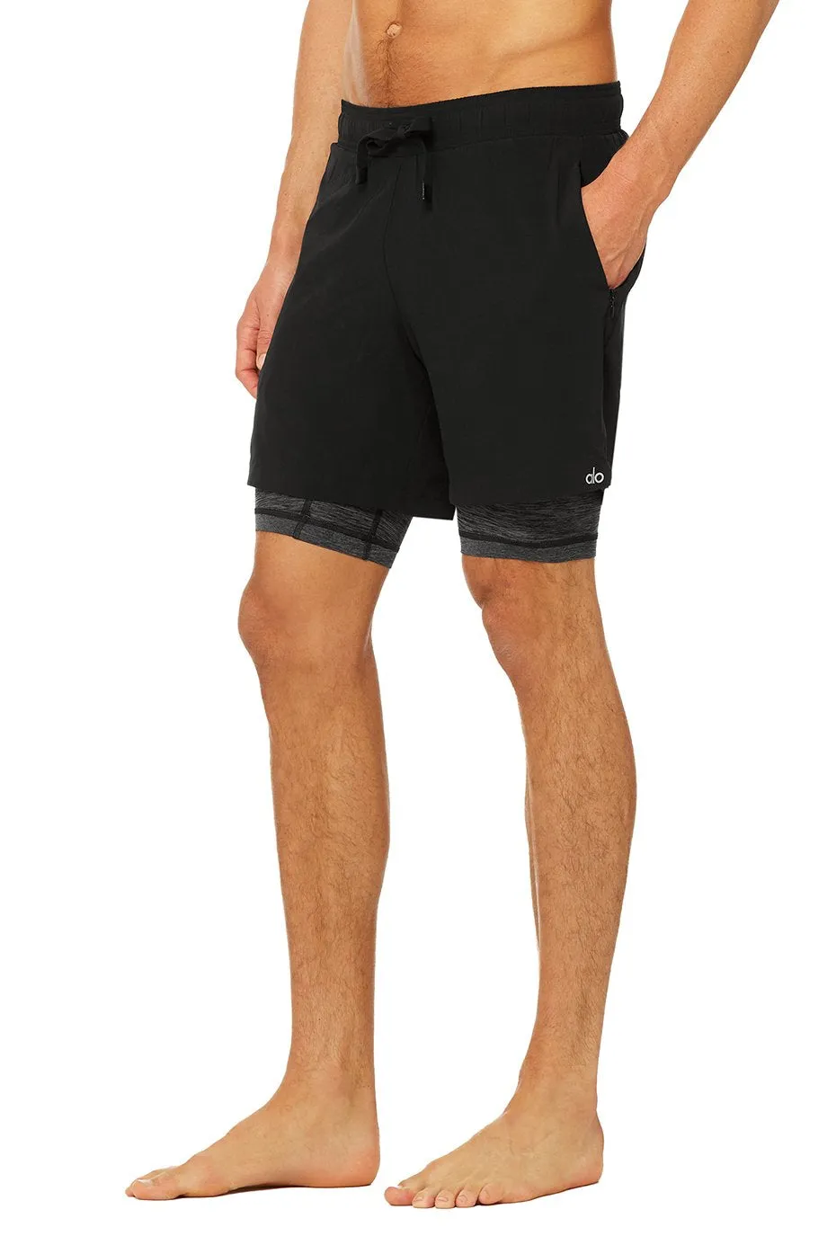 7” Unity 2-In-1 Short - Black/Dark Grey Marl