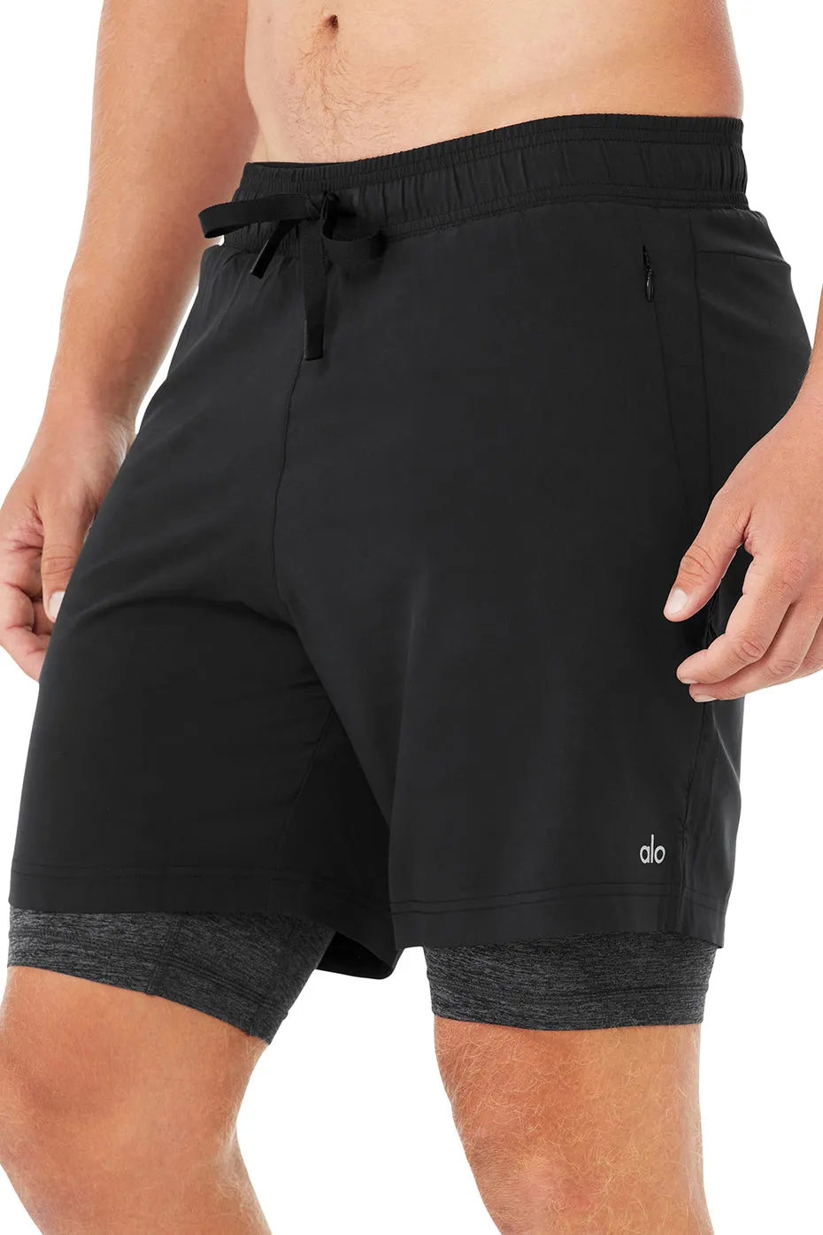 7" Unity 2-In-1 Short - Black/Dark Grey Marl