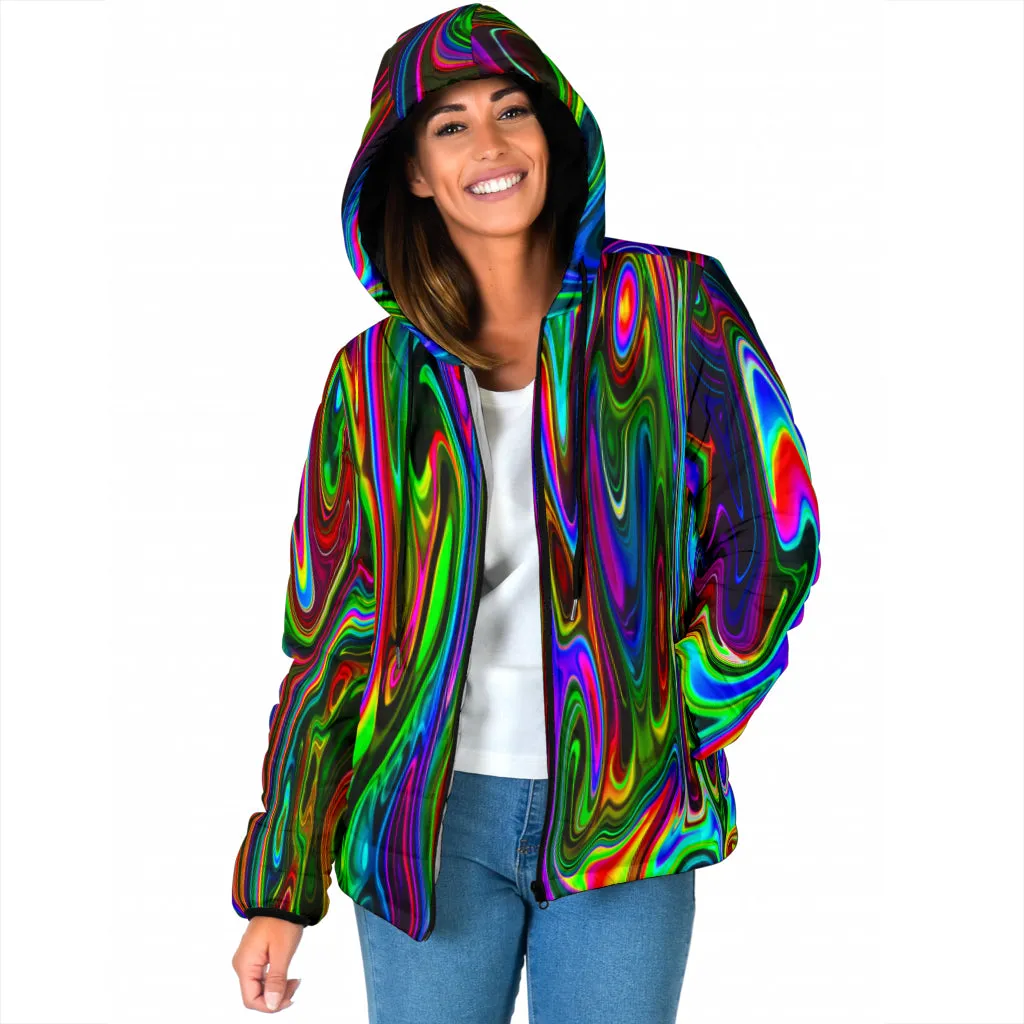 ACID DROP WOMENS HOODED WINTER JACKET | PSYCHEDELIC POUR HOUSE