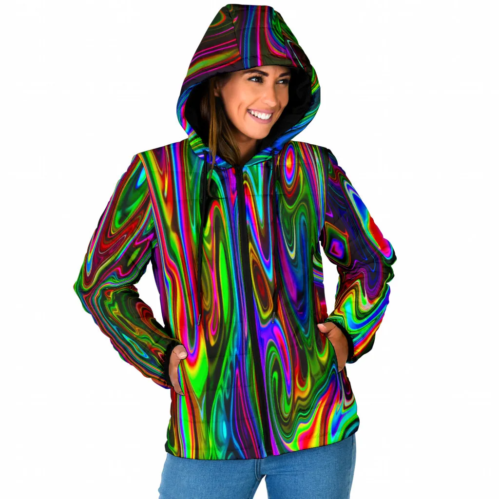 ACID DROP WOMENS HOODED WINTER JACKET | PSYCHEDELIC POUR HOUSE