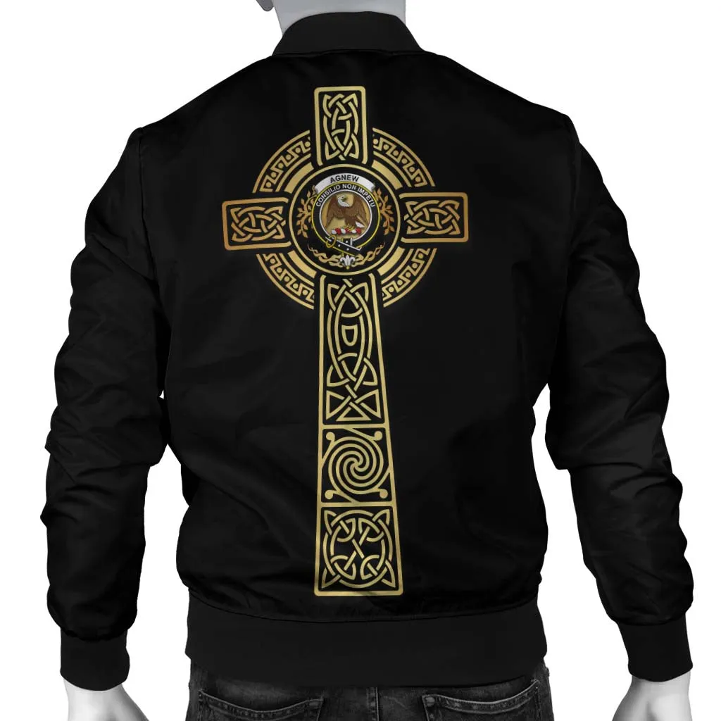 Agnew Clan Bomber Jacket with Golden Celtic Tree Of Life