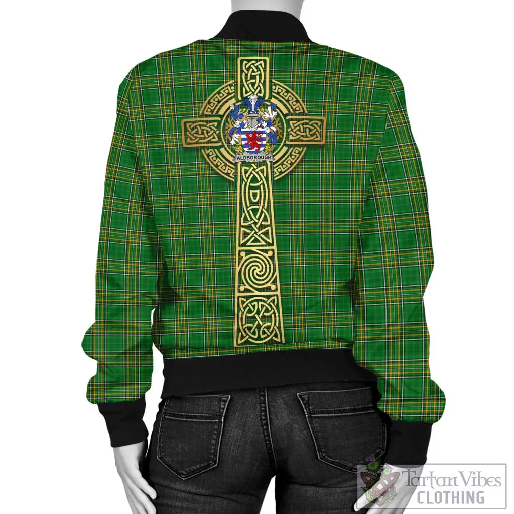 Aldborough Irish Clan Tartan Bomber Jacket with Coat of Arms Celtic Tree of Life Style