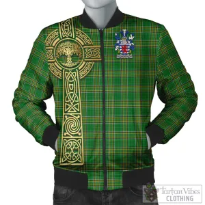 Aldborough Irish Clan Tartan Bomber Jacket with Coat of Arms Celtic Tree of Life Style