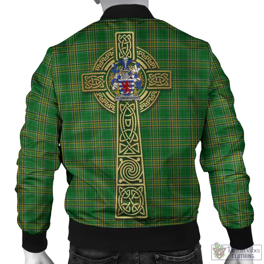 Aldborough Irish Clan Tartan Bomber Jacket with Coat of Arms Celtic Tree of Life Style