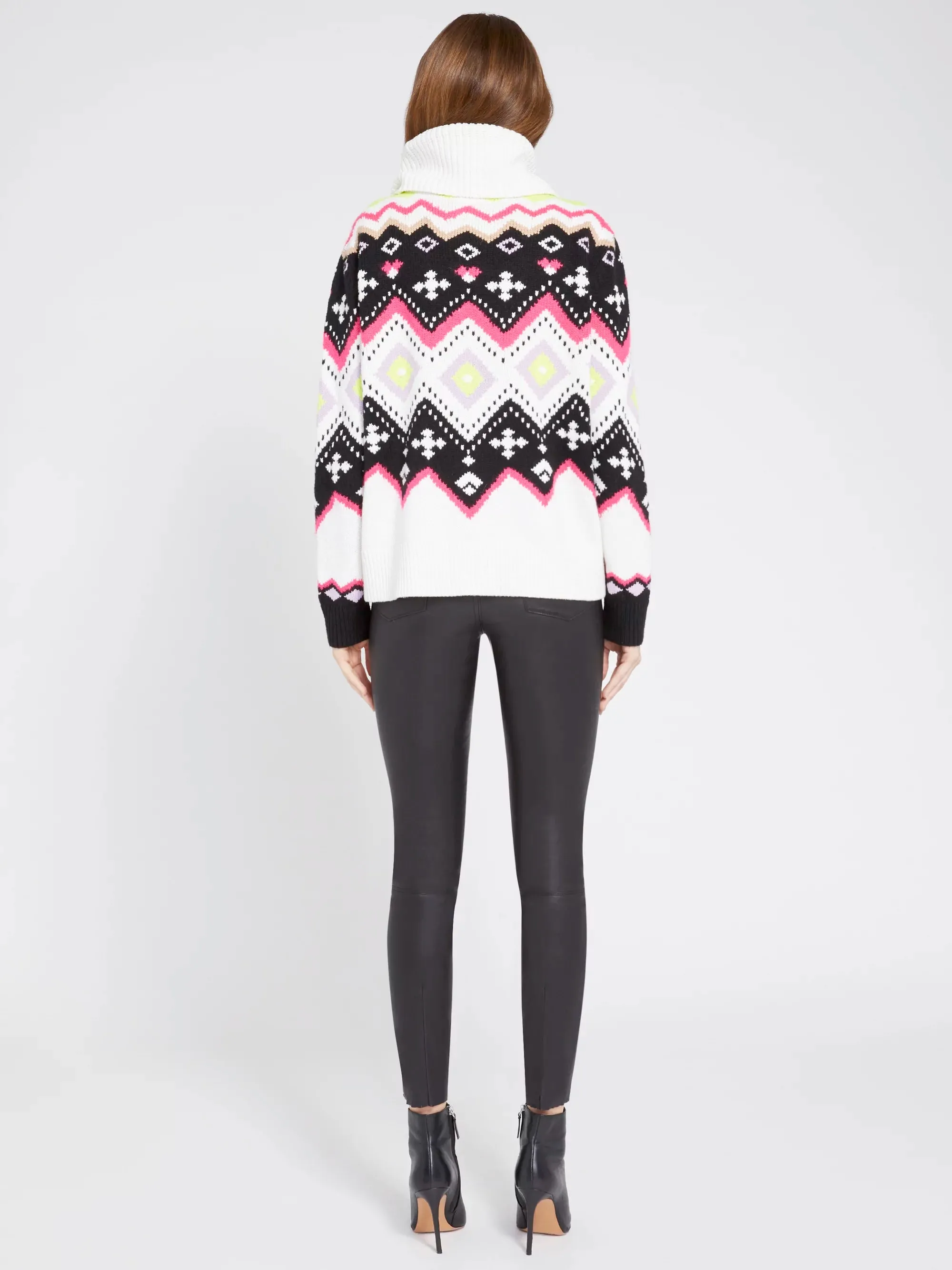 Alice   Olivia - Emett Relaxed Fairisle Turtleneck Sweater in Multi