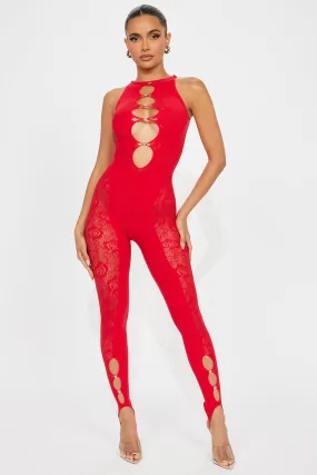 Alone In The Night Seamless Jumpsuit - Red