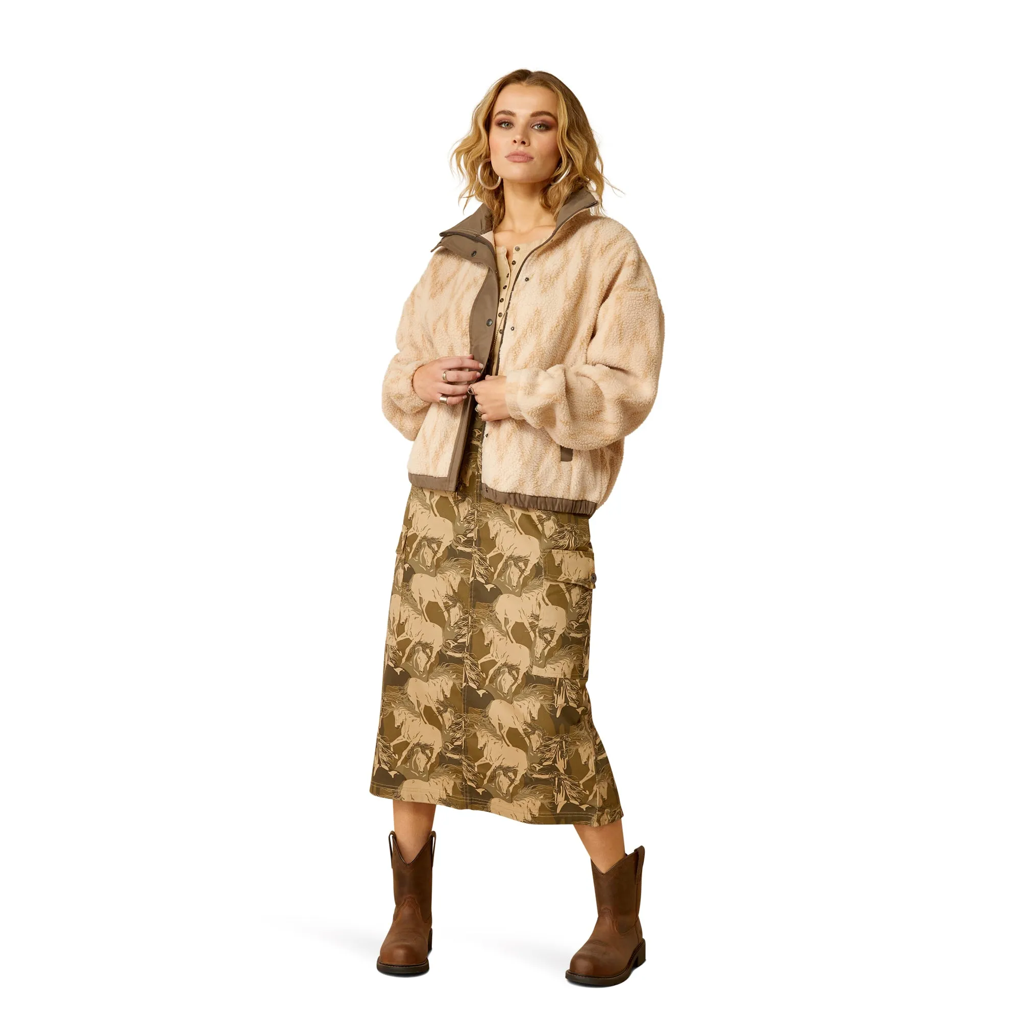 Ariat Ladies Sherpa Blocked Tonal Sand Print Jacket 10052440