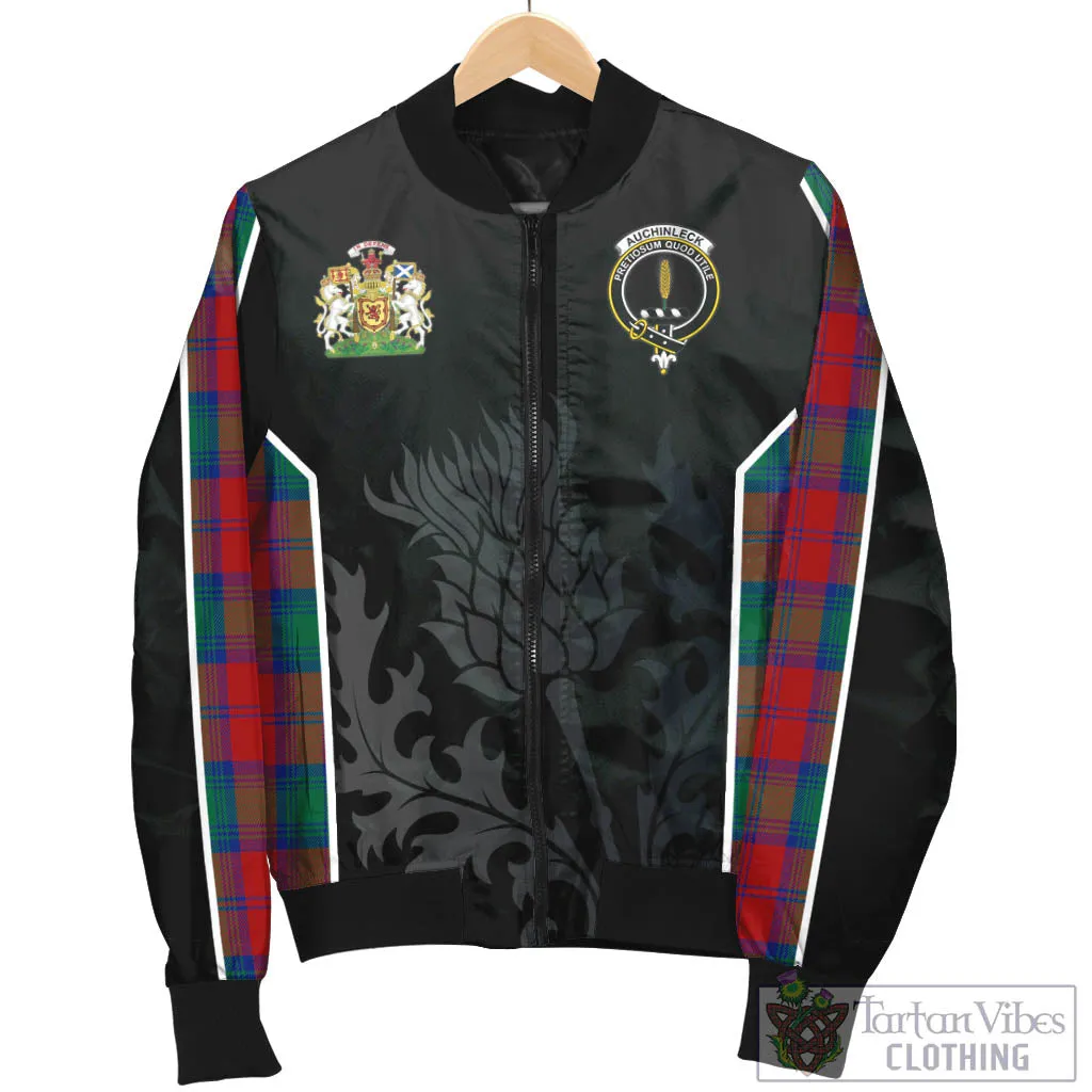 Auchinleck (Affleck) Tartan Bomber Jacket with Family Crest and Scottish Thistle Vibes Sport Style