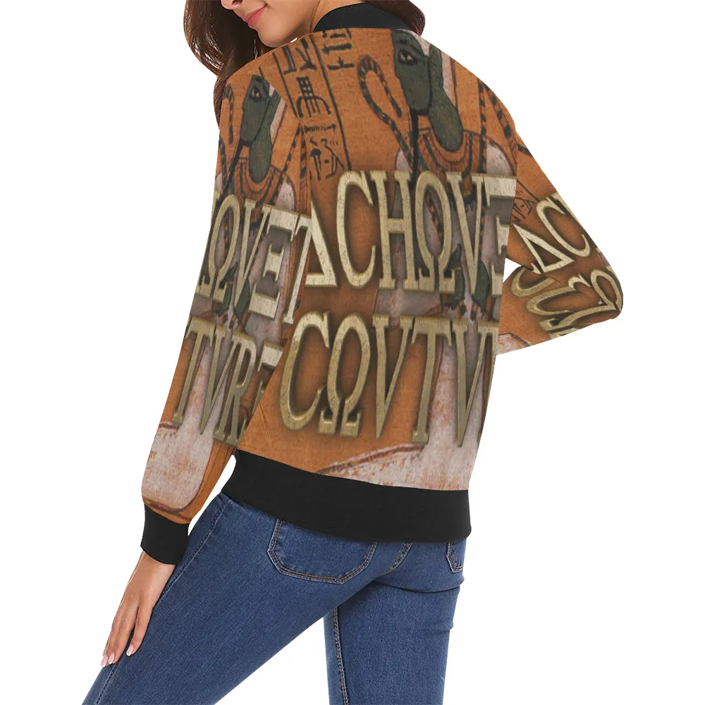 AUSAR All Over Print Bomber Jacket for Women