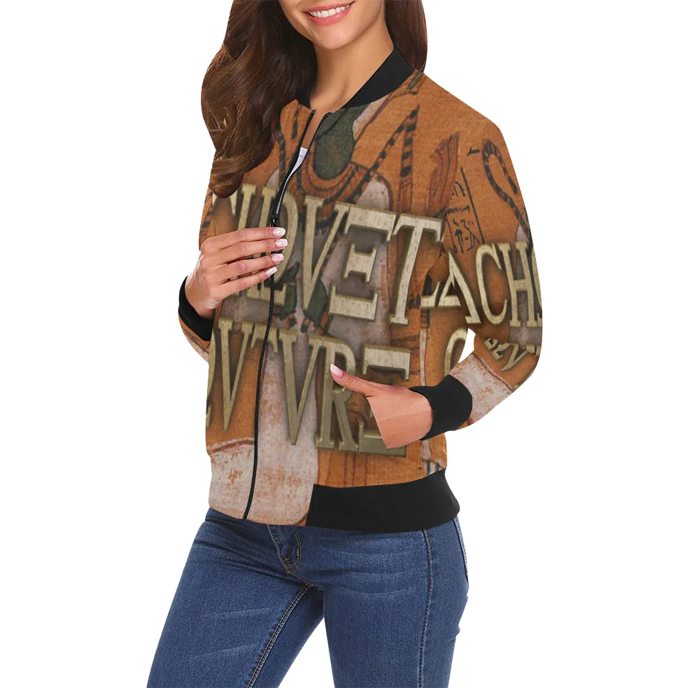 AUSAR All Over Print Bomber Jacket for Women