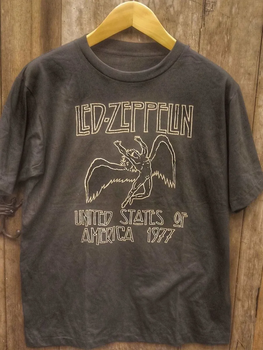 Authentic Vintage Led Zeppelin U.S. Tour 1977 Black Crewneck T-Shirt