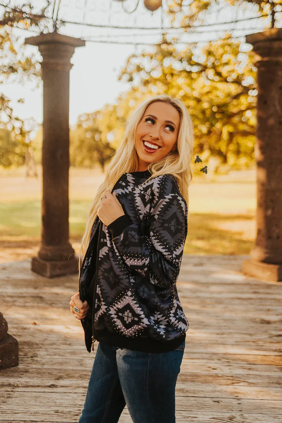 Aztec Studded Bomber Jacket