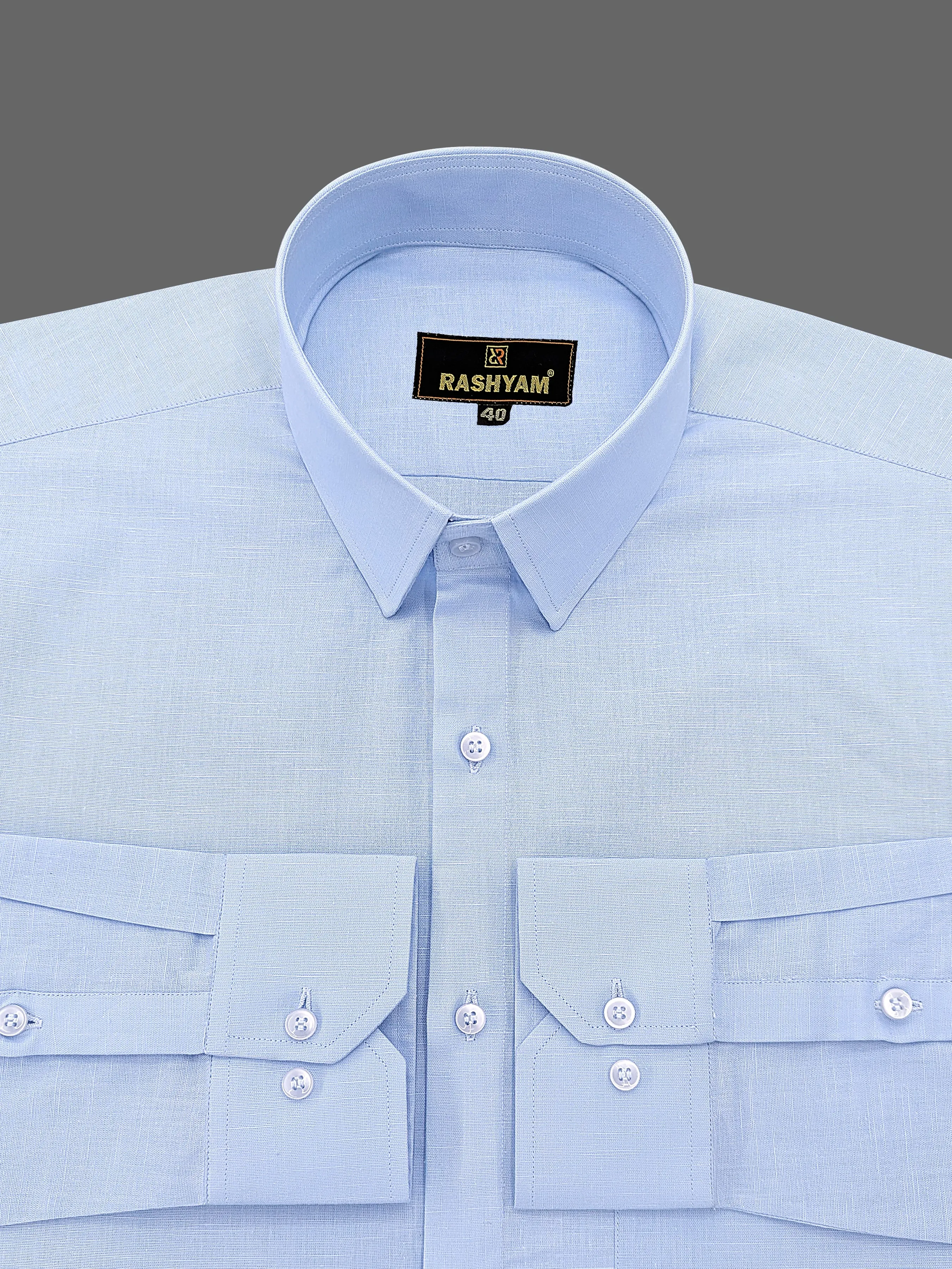 Barboni Sky Blue Luxurious Italian Linen Shirt