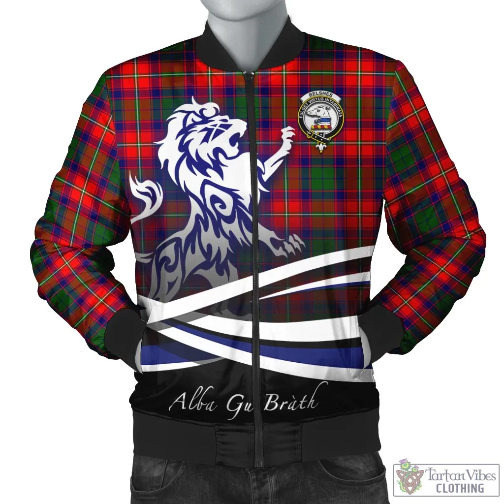 Belshes Tartan Bomber Jacket with Alba Gu Brath Regal Lion Emblem