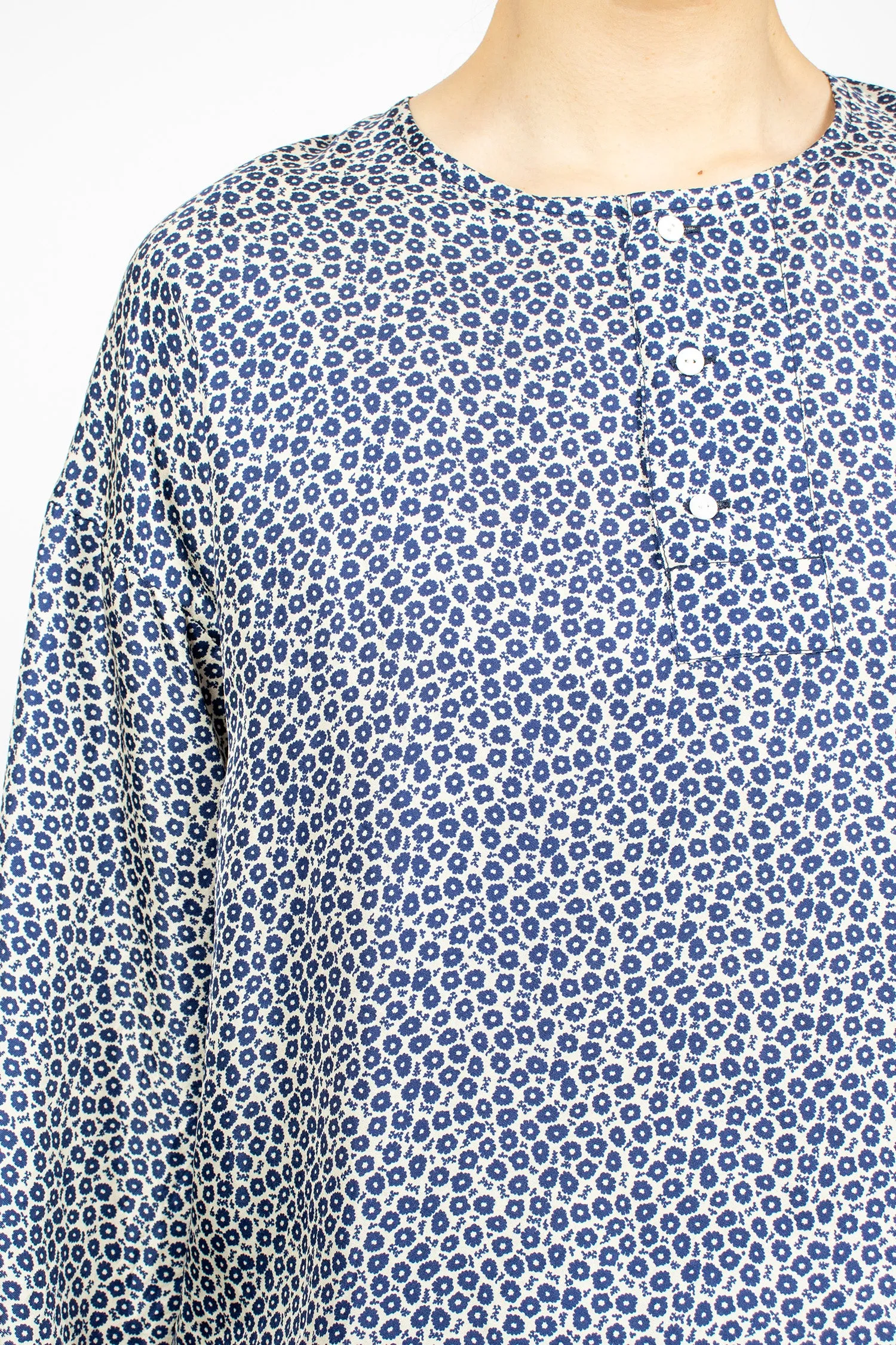 Big Henley Neck Shirt Indigo Blue