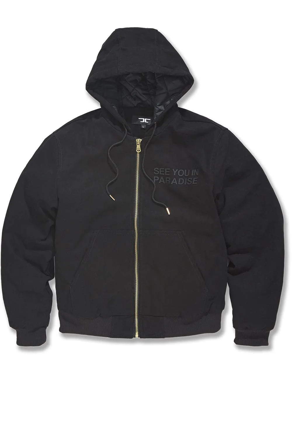 Big Men's See You In Paradise Hooded Work Jacket (Black)