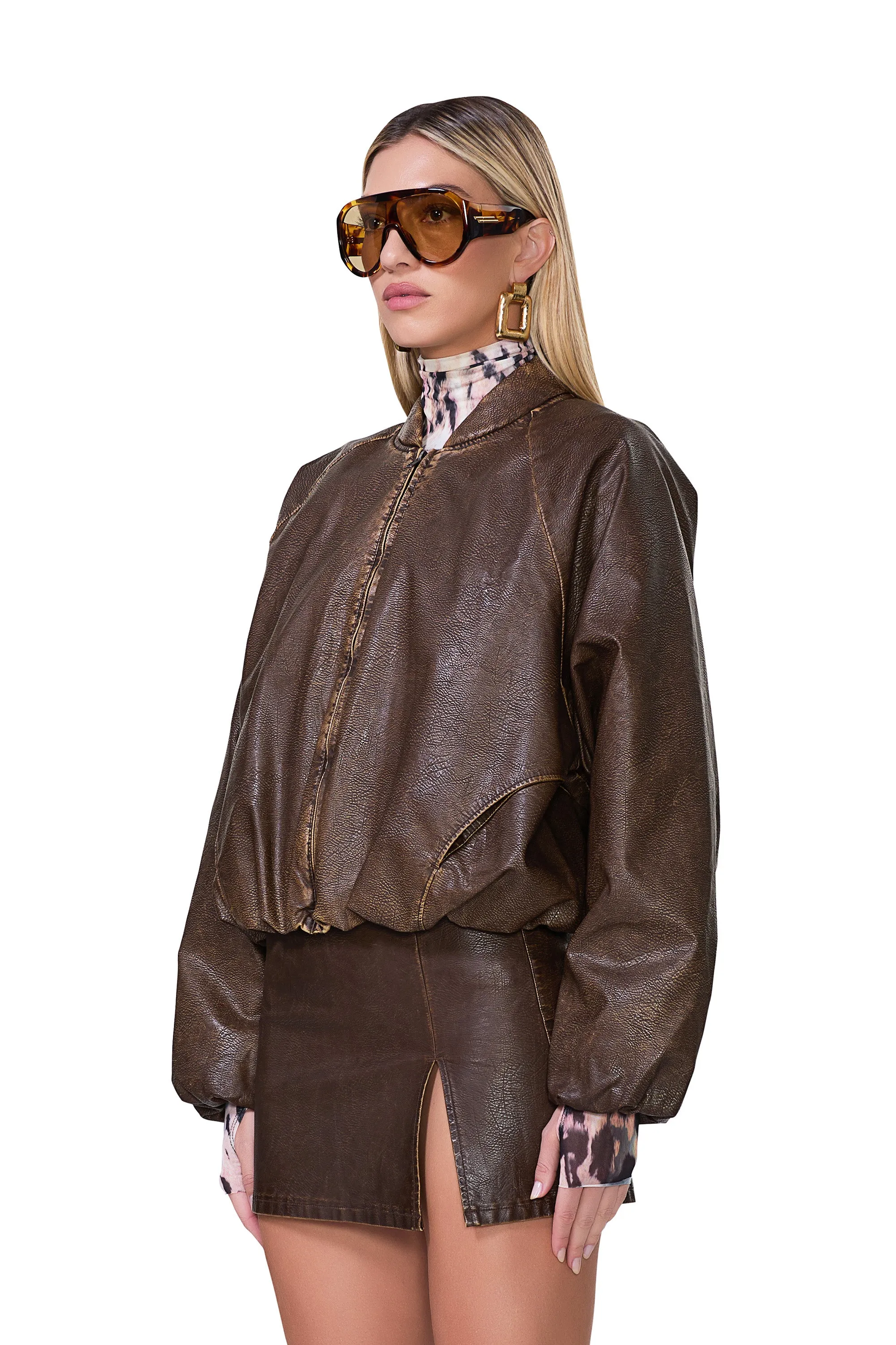 Billie Bomber Jacket - Washed Brown