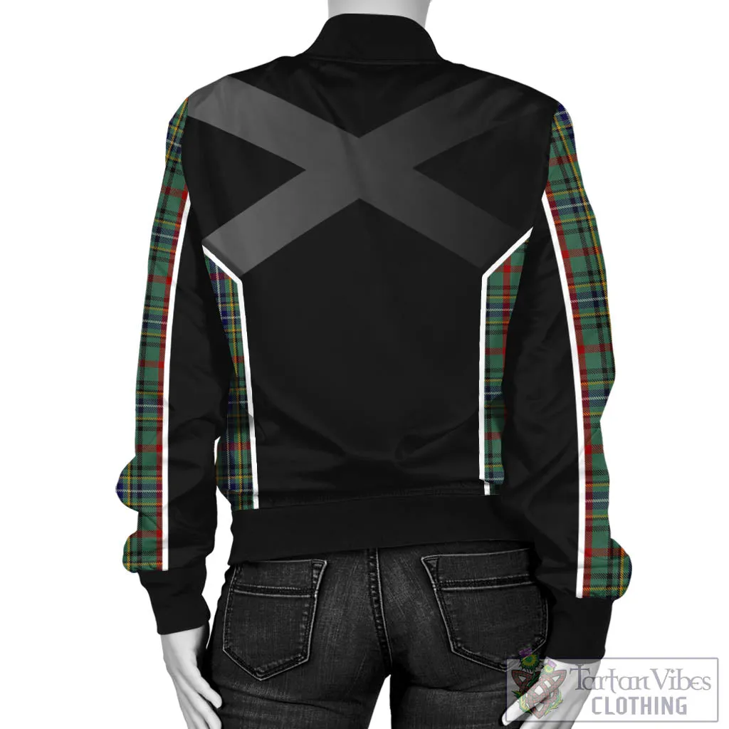 Bisset Tartan Bomber Jacket with Family Crest and Scottish Thistle Vibes Sport Style