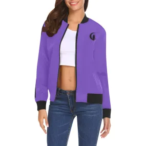 BLACC BORDER PURPLE All Over Print Bomber Jacket for Women