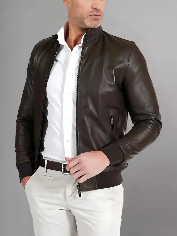 Black Bomber Leather Jacket