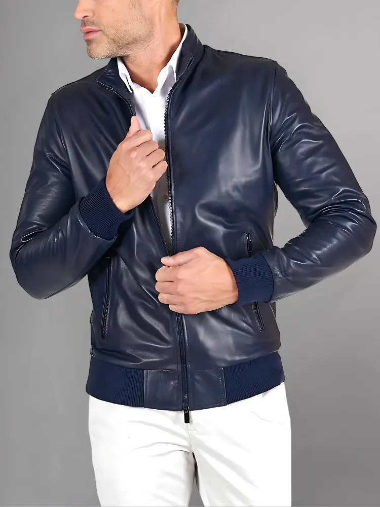 Black Bomber Leather Jacket