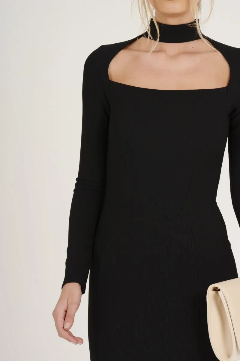 Black Cut Out Choker Bodycon Dress - Tink