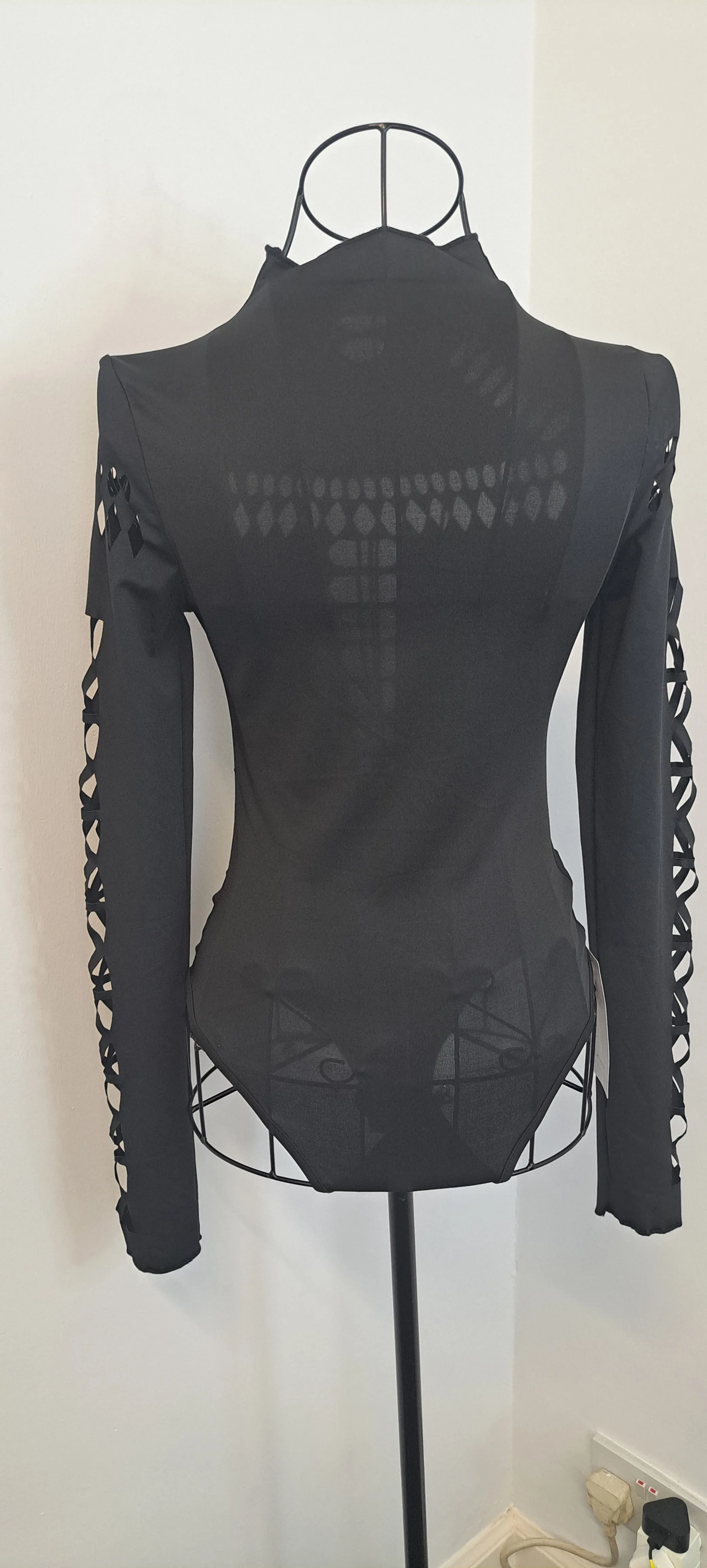 Black Hollow Out Bodysuit