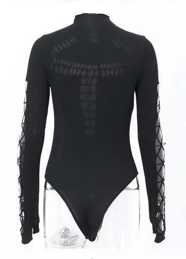 Black Hollow Out Bodysuit