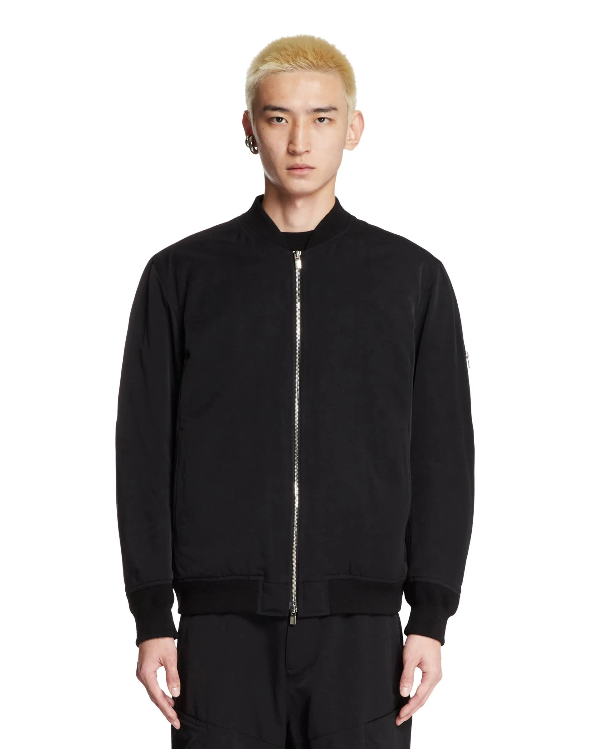 Black Nylon Bomber Jacket