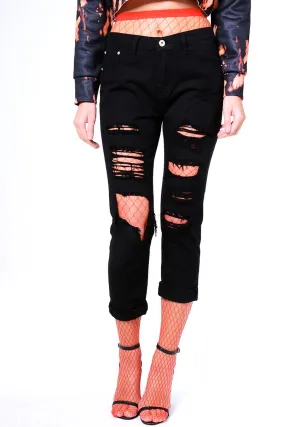 Black Ripped Boyfriend Jeans - Jazmine