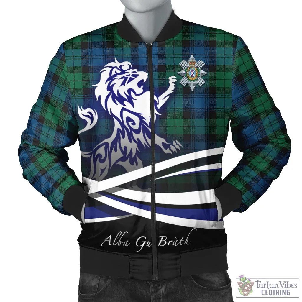 Black Watch Ancient Tartan Bomber Jacket with Alba Gu Brath Regal Lion Emblem