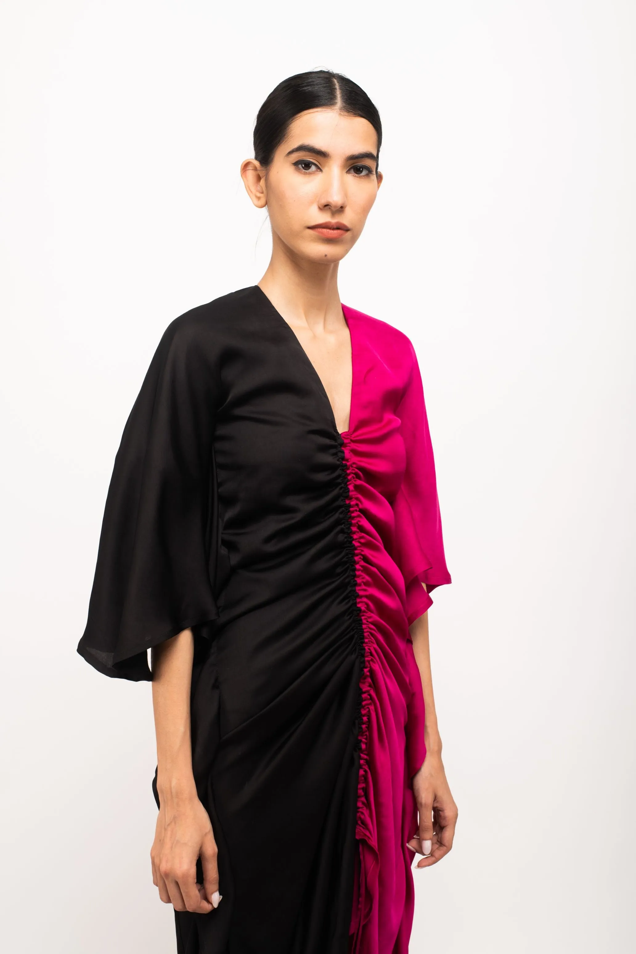 Black-Wine Kaftan Bodycon Dress