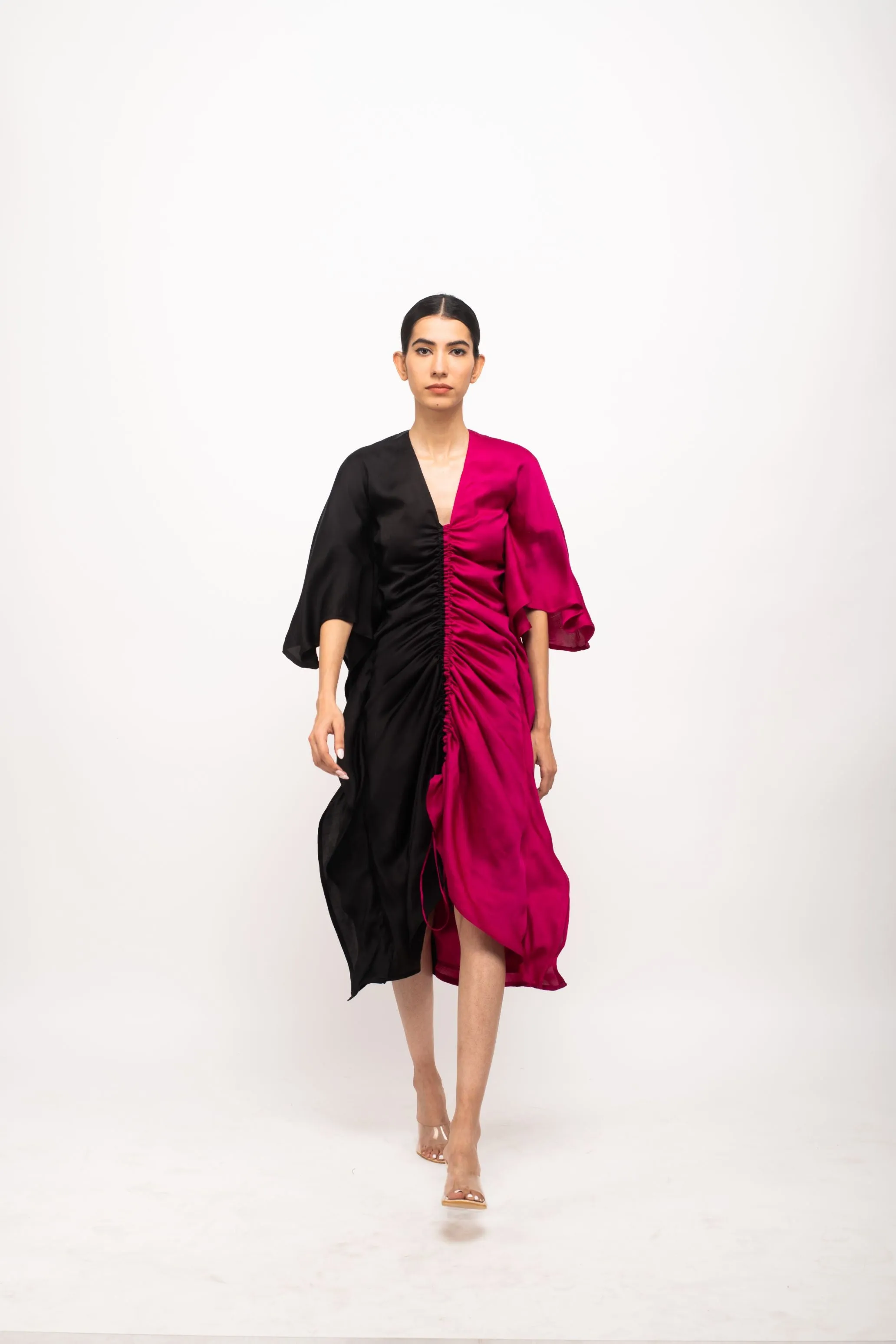 Black-Wine Kaftan Bodycon Dress