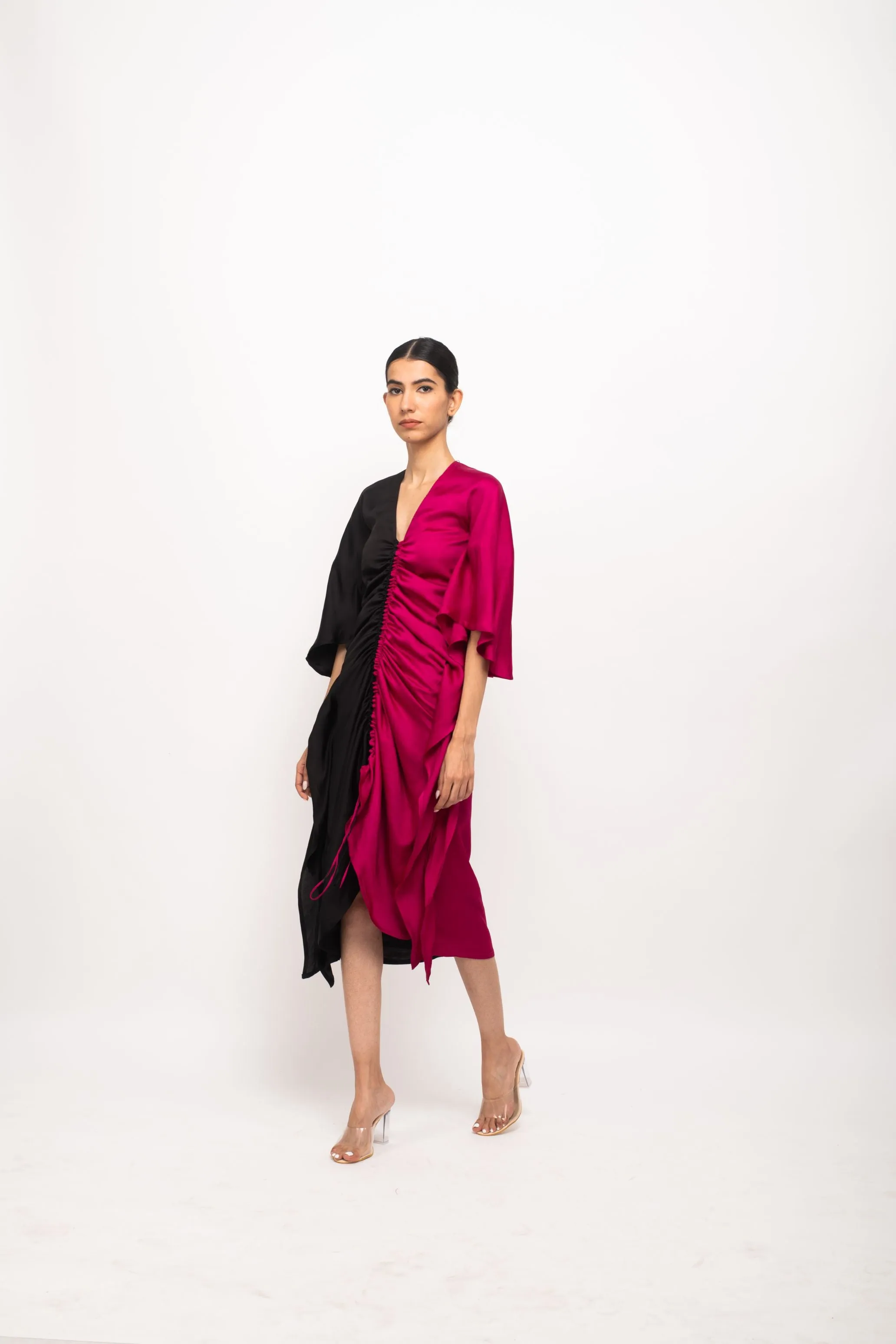 Black-Wine Kaftan Bodycon Dress