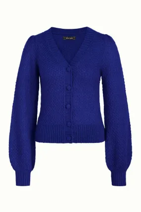 Blauw vest met ballonmouwen | King Louie cardi V farfalle midnight