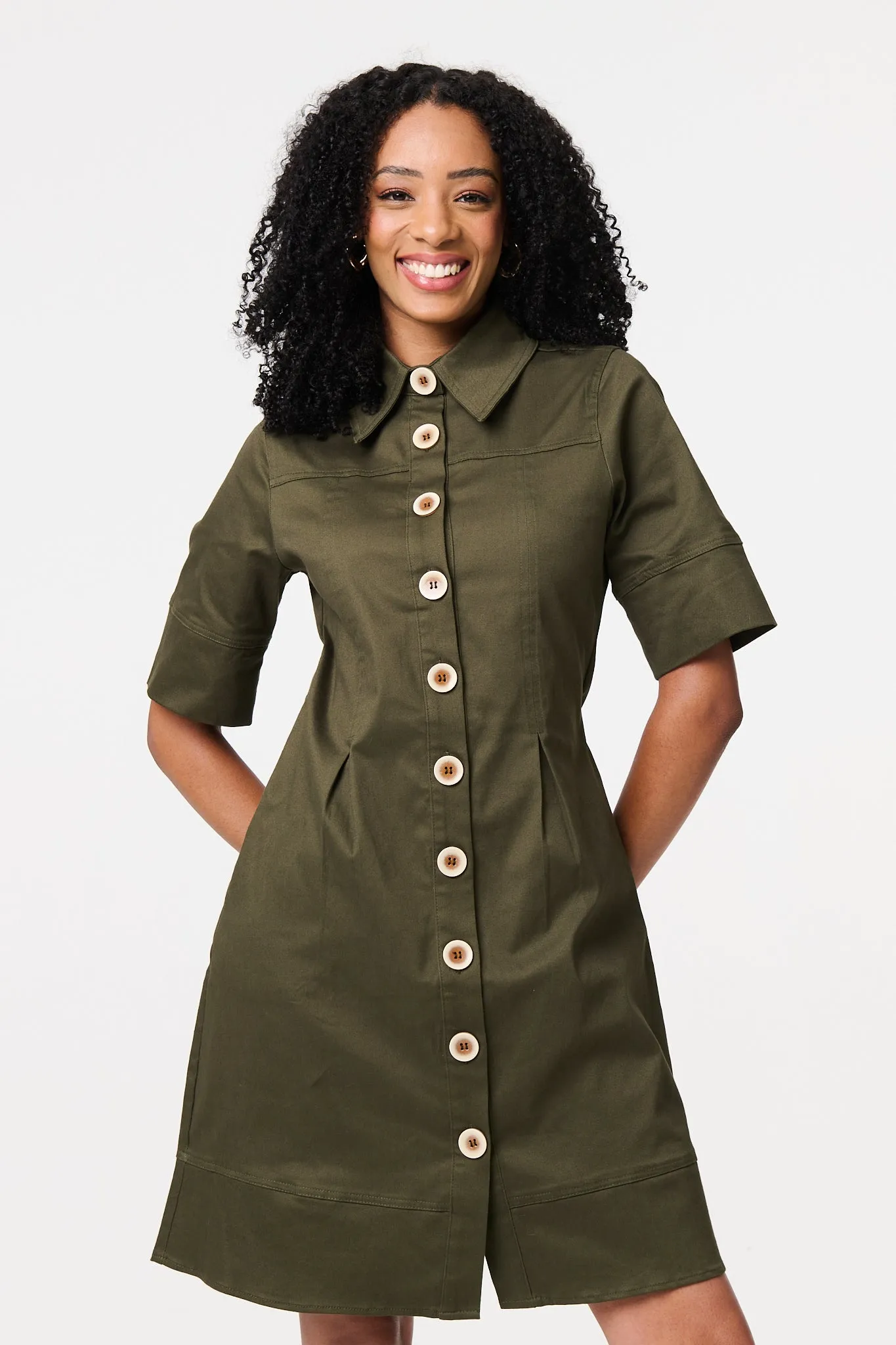 Boxy Button Down Shirt Mini Dress