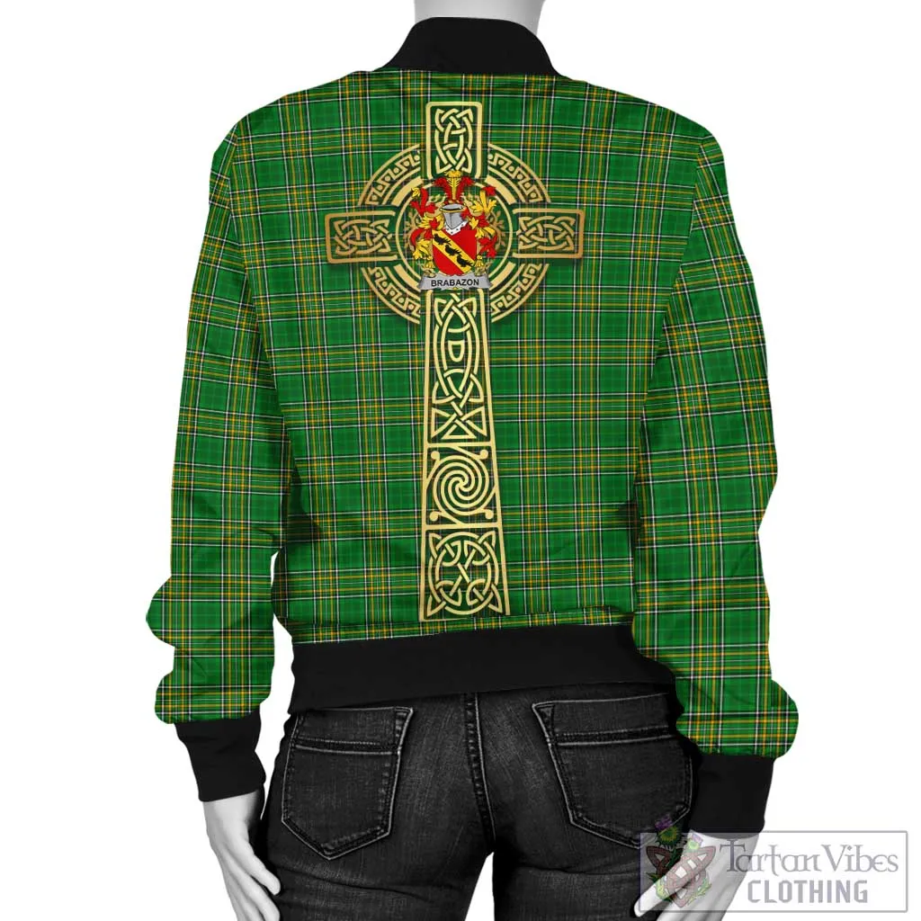 Brabazon Irish Clan Tartan Bomber Jacket with Coat of Arms Celtic Tree of Life Style