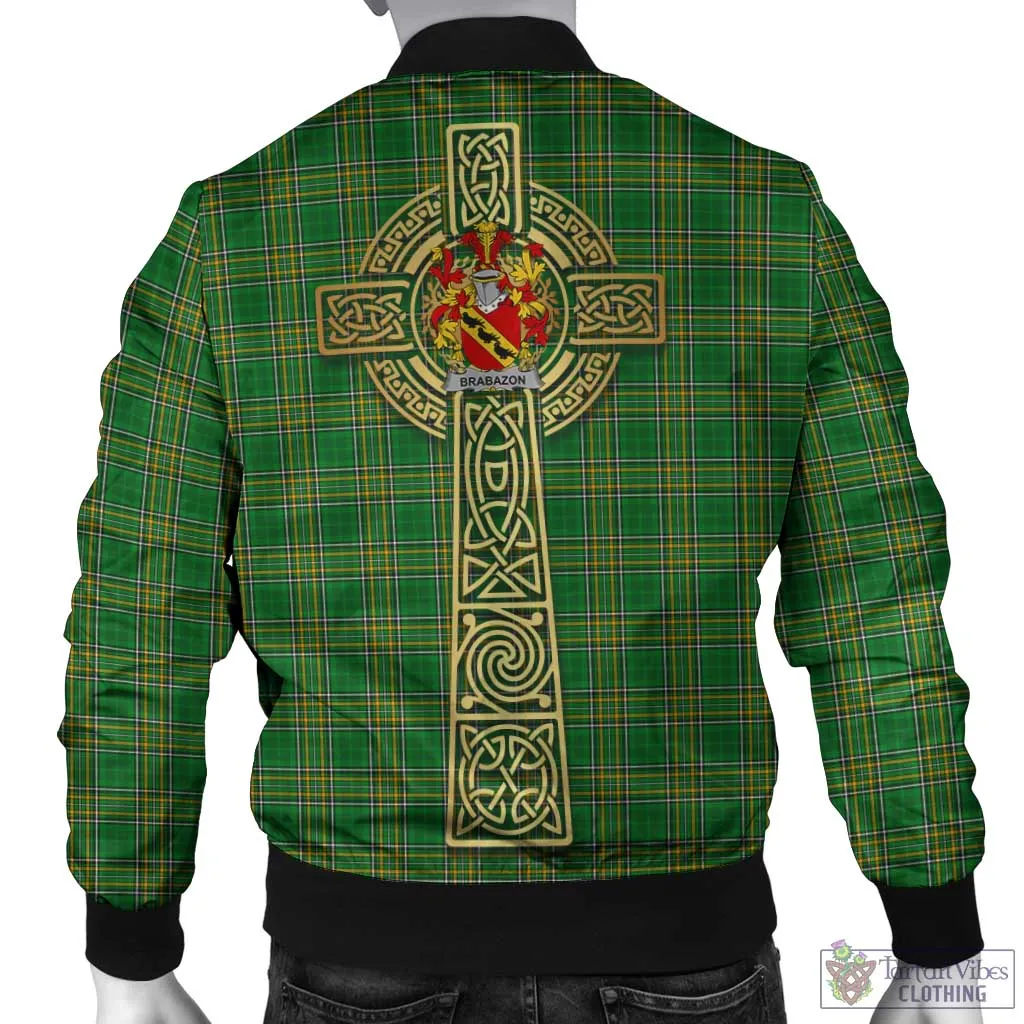 Brabazon Irish Clan Tartan Bomber Jacket with Coat of Arms Celtic Tree of Life Style