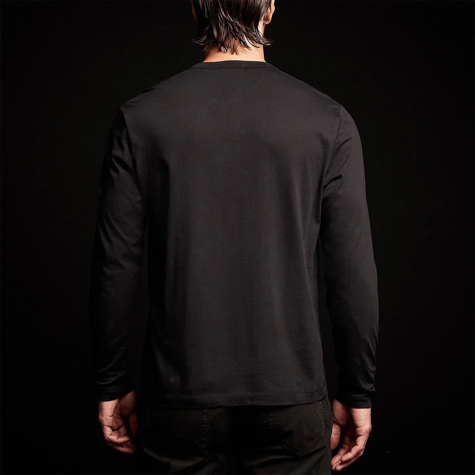 Brushed Lotus Henley - Black