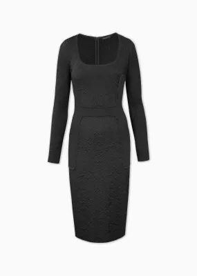 Catalina - Long Sleeve, Matelassé Bodycon Dress